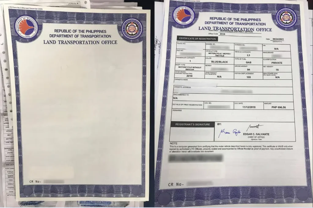 Key Parts of the LTO Certificate of Registration Explained