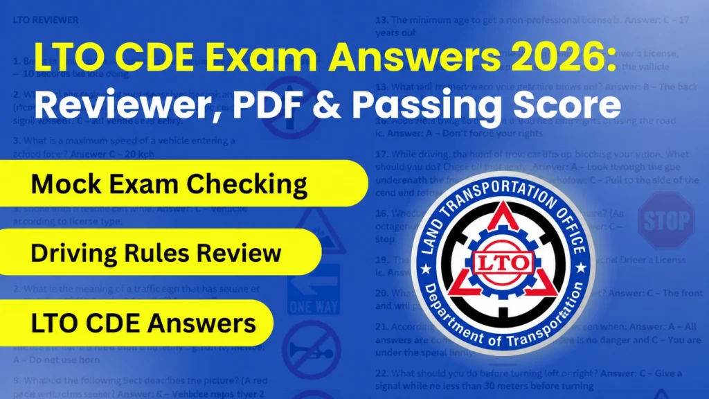 LTO CDE Exam Answers 2026: Reviewer, PDF & Passing Score