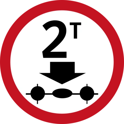What does a 2-ton gross axle load regulatory sign mean?
