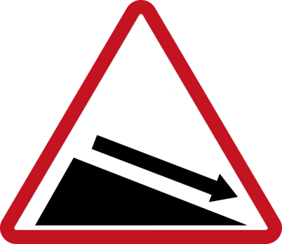 What does a downhill road sign mean