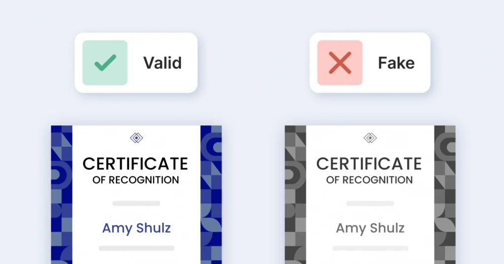 Fake CDE Certificate vs Valid CDE Certificate